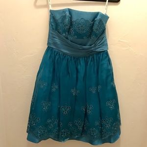 Betsey Johnson Teal Strapless Dress